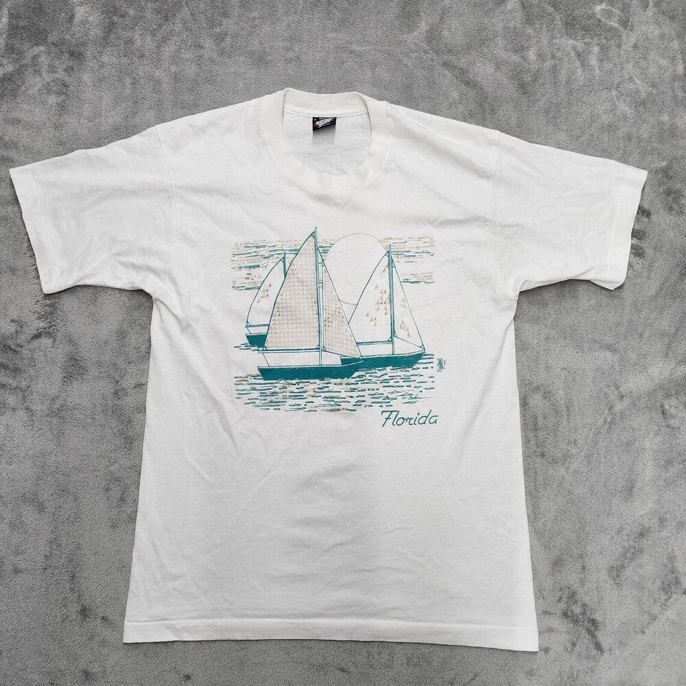 90's Screen Stars FLORIDA Foiled Again Boating Single Stitch T-Shirt Size Large